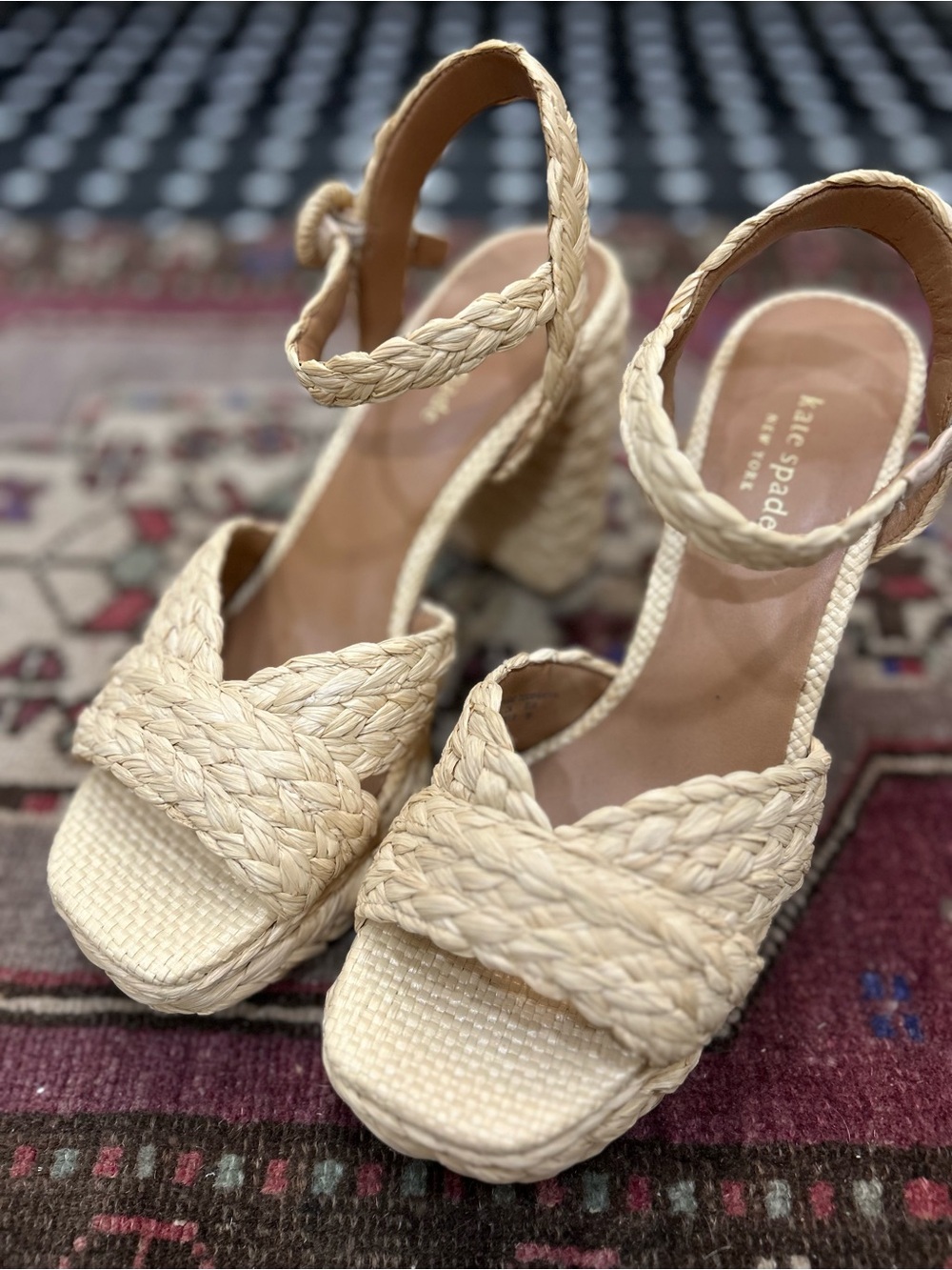 kate spade Natural Braided Platform Sandals